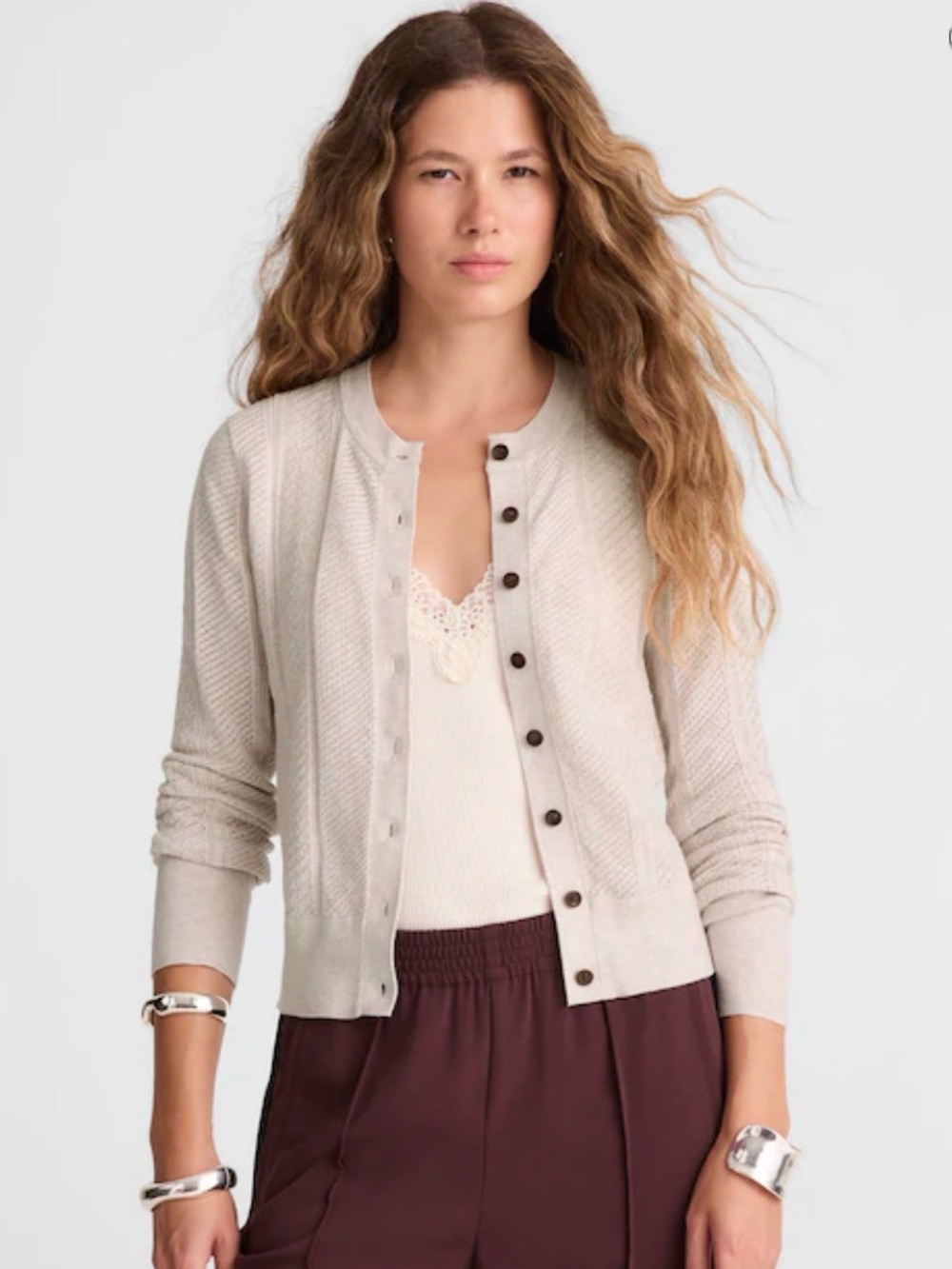 Madewell The Signature Knit Pointelle Cardigan Medium NWOT